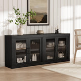 Garvee 70.8" Sideboard Buffet Cabinet with Storage, Mid Century Modern Accent Cabinet, Black, Living Room Kitchen Hallway