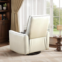 Garvee Swivel Rocking Manual Recliner Chair for Adults, Rocker Recliner Glider Deep Seat PU Leather Sofa Chair with High Backrest for Nursery, Living Room, Bedroom & Home Movie Theater, Beige