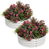 Garvee Round Raised Garden Bed 2PCS 2x1ft Galvanized Metal Kit White for Vegetables Fruits Flowers - White