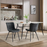 Garvee Padded Dining Chairs 2-Pack PU Leather Metal Legs Mid-Century Style Sturdy 150kg Capacity Black - Schwarz