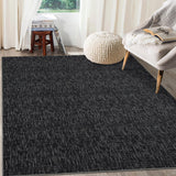 Garvee 8x10 Washable Rug for Living Room Non-Slip Modern Abstract Area Rug Stain Resistant Large Bedroom Rug Contemporary Accent Throw Floor Carpet Solid Rug for Dining Room Home Decor, Black - Black