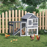 Garvee Small Chicken Coop Rabbit Hutch with Waterproof Roof Indoor Outdoor Use Wooden Ramp Spacious Two-Story Design