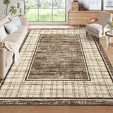 Garvee Living Room Rug 10x13, Machine Washable Large Carpet, Non Slip Low Pile Throw Rug, Ultra Soft Indoor Floor Carpet, Brown - Brown