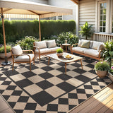 Garvee Easy Jute Rug 8x10 Washable Checkered Indoor Outdoor Non-Slip Natural