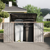 Garvee 3x6ft Metal Outdoor Storage Shed for 2 Trash Cans, Garbage Bin Shed with Chain Lid, Durable Garden, Backyard & Patio Storage - Brown