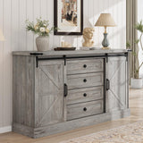 Garvee Farmhouse Sideboard Buffet Cabinet with Sliding Barn Doors Kitchen Storage 59 Inch Gray