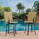 Garvee 2 Piece Outdoor Swivel Bar Chairs, Patio High Swivel Bar Stools, All Weather High Back and Armrest, 30 Inch, Textilene Fabric - Gold