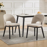 Garvee Wooden Dining Chairs Set of 2 Upholstered Kitchen Dining Room Chairs with Curved Backrest and Wood Leg Beige - Beige/Hollowed 2 Pcs