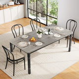 Garvee 70.8" Farmhouse Dining Table for 6-8 People with Sturdy Metal Frame & Chamfered Corners for Dining Room, Grey & Black - Grey