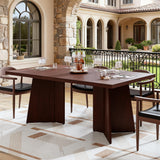 Garvee Dining Table for 6-10 People, 63" Long Kitchen Table, Walnut, Modern Design, Heavy Duty Pedestal Legs, Large Tabletop - Walnut