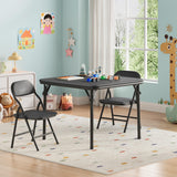 Garvee Kids Folding Table and Chairs Set, Toddlers Activity Furniture for Dining Room, Daycare, Classrooms, Soft PU Leather, Metal Frame, Foldable, White