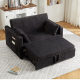 Garvee 48'' Loveseat Sleeper Sofa Bed, Corduroy Couch, Adjustable Backrest, USB Charging Ports, Living Room, Bedroom, Apartment, Gray - Dark Grey