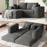Garvee 105" Modular Sectional Loveseat Sofa Bed, No-Assembly Boneless Cloud Couch, Reversible L-Shape Chaise, Chenille/Corduroy, Small Living Spaces