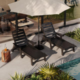 Garvee 5-Position Chaise Lounge Outdoor Oversized Patio Lounge Chair with Cup Holder HDPE Resin Pool Lounger for Patio Deck Poolside 77.8" D x 23.6" W x 12.5" H - Black