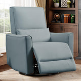 Garvee Swivel Rocking Nursery Recliner Chair Rocker Recliner Glider Deep Seat PU Leather Sofa Chair with high Backrest for Nursery, Living Room, Bedroom & Home Movie Theater, Gray - Gray