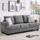 Garvee Modern 89 in 3-Seater Sofa with Cup Holders & Storage for Living Room, Deep Seat, Grey Chenille, Compact Size - Grey
