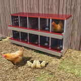 Garvee 10-Compartment Galvanized Steel Nest Box - w/Perch Rod, Egg Tray & Ventilation, Rustproof for Poultry Coops Quick Assembly - Red