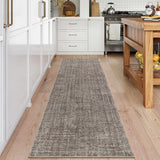 Garvee Washable 2x6 Runner Rug Solid Non-Slip Stain-Resistant Polyester Durable Low-Pile for Hallway Entryway Kitchen, Gray - Brown