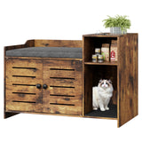 Garvee Cat Litter Box Enclosure with Scratch Pad, Hidden Litter Box Cabinet Furniture for Hallway Bedroom, Farmhouse Style, Indoor Cats House, Neutral Color - Vintage Brown