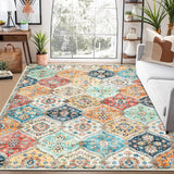 Garvee Ultra-Thin Moroccan Area Rug 9x12 - Soft Faux Wool, Non-Slip, Washable - Ideal for Living Room, Bedroom, Dining Room - Orange