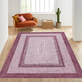Garvee Washable Rug 10x13 Large Area Rugs Pink Braided Printed Non Slip Accent Rug Low Pile - Pink