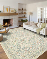 Garvee Vintage Bird Washable Rugs 9x12 Area Rug for Bedroom Boho Floral Nursery Rugs Non Slip Large Living Room Rug Low Pile Soft Stain Resistant Carpet Beige - Bird|Beige