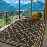 Garvee 8x10 Outdoor Patio Rug Waterproof Reversible Carpet for Deck Backyard Balcony Black Brown - Black/Brown