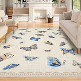 Garvee Butterfly Area Rug 6x9, No Slip Washable Low-Profile Carpet for Bedroom Living Room Dining, Khaki - Khaki