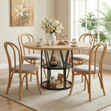 Garvee Round Dining Table for 4-6 with Storage Shelf, Sturdy Metal Frame, 47" Diameter, Natural - Modern Kitchen & Living Room Table - Nautral