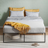 Garvee Queen Size Metal Bed Frame 14 Inch Platform 3 in 1 Steel Support Heavy Duty No Box Spring Needed Easy Assemble Black