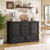 Garvee 47" Farmhouse Sideboard Buffet Cabinet, Kitchen Storage Cabinet, Black, 47 Inches - Black