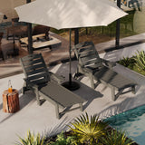 Garvee 5-Position Chaise Lounge Outdoor Oversized Patio Lounge Chair with Cup Holder HDPE Resin Pool Lounger for Patio Deck Poolside 77.8" x 23.6" x 12.5" - Grey
