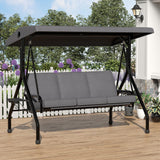 Garvee 3-Seat Outdoor Patio Porch Swing with Canopy, 2-in-1 Design, Adjustable Sunshade, Grey, Spacious Comfort - Grey
