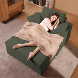 Garvee Oversized Chaise Lounge Chair With Storage Ottoman Corduroy Sofa Bed For Living Room Bedroom 143cm Green - Green
