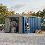 Garvee 10x10 FT Outdoor Storage Shed Metal Garden Shed Lockable Weather-Resistant Heavy-Duty Galvanized Steel Reinforced Frame Ventilated Roof Large Capacity - Blue