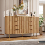 Garvee 8 Drawer Dresser Natural Wood, Fluted Modern Chest for Bedroom, Living Room, Kids Room, 55 in Wide - Natural