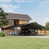 Garvee 20 x 40 FT Metal Carport With Galvanized Steel Roof, Heavy Duty Base, Tall Metal Carport Kit for Tractors, Trucks, Boats, Cars, Gray