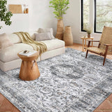 Garvee Washable Rug 6x9 Boho Soft Living Room Rugs Indoor Distressed Floor Carpet Vintage Rustic Farmhouse Area Rugs for Bedroom Non Slip Foldable Thin Rug for Kitchen Dining Room Kids Room Grey - Grey