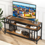 Garvee 58 in TV Stand for Television up to 65 in, Entertainment Center with 3-Tier Open Shelves, Rustic Brown - Retro Color