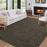 Garvee Washable Area Rug 5x7 Print Braided Machine Washable Rug Solid Printed Textured Carpet Rug Stain Resistant Non-Slip Accent Rug Farmhouse Floor Cover for Dining Bedroom Decor, Brown - Brown