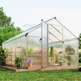 Garvee 8x12 ft Polycarbonate Greenhouse with Aluminum Frame for Backyard Garden Patio, Green - Silver
