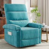 Garvee Recliner Chair for Adults Manual Fabric Recliner with Side Pocket Living Room Nursery Bedroom Blue - Blue