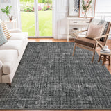 Garvee Modern Solid 5x7 Area Rugs for Living Room Bedroom, Washable Low Pile Non-Slip Stain-Resistant Rug, Gray - Gray
