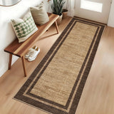 Garvee 2x6 Runner Rug Kitchen Rugs Modern Bordered Non Slip Washable Stain Resistant Brown - Border - Brown