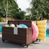 Garvee Pool Float Storage Basket Wicker Rattan Outdoor Float Holder Poolside Organizer Red-Brown Durable Lightweight - Red-Brown