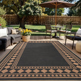 Garvee Easy Jute Rug 9x12 Washable Non-Slip Indoor Outdoor Rug Black Brown - Border|Black Brown