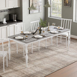 Garvee Rectangular Dining Table for 6, 71 Inch Rustic Farmhouse Kitchen Table, Grey, Heavy Duty Legs, Large Tabletop, Party and Family Use