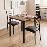 Garvee Dining Table Set for 2, Square Table and 2 Chairs, Space Saving Compact Dinette Set for Small Spaces, 29.1 x 29.1 x 30 in, Retro - Brown