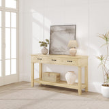 Garvee Entryway Table Console Table with 3 Storage Drawers 3 Tier Farmhouse Wooden Sofa Table Light Oak 54"L x 14"W x 30"H - Light Oak