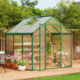 Garvee 6x6 Ft Polycarbonate Greenhouse With Aluminum Frame, Lockable Door, Adjustable Roof Vent For Backyard Garden, Green, Patio - Green